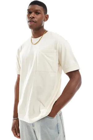 Another Influence Beige oversized t-shirt med sømdetaljer-Hvid