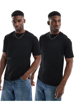 ASOS Essentials - Sorte afslappede T-shirts i pakke med 2 stk