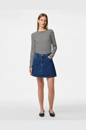Pieces® Mellemblå denimnederdel