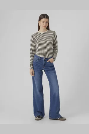 VERO MODA Mellemblå denimjeans med vide ben