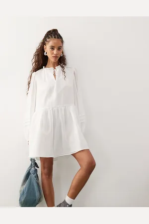 Reclaimed Hvid smock-minikjole i western-stil