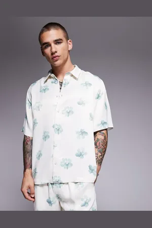 ASOS Naturfarvet afslappet skjorte med blomstermønster-Neutral