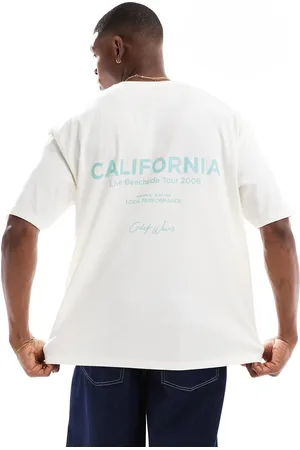 ASOS Offwhite oversized T-shirt med sommerprint foran og bagpå-Hvid