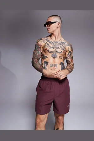 ASOS Mellemlange badeshorts med broderi-Rød