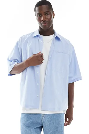 ASOS Blå, oversized og firkantet skjorte med tern