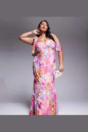 ASOS Curve - Maxikjole med blomsterudsmykning og blomstermønster