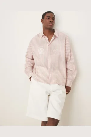 ASOS Og stribet skjorte i hørlook med broderi