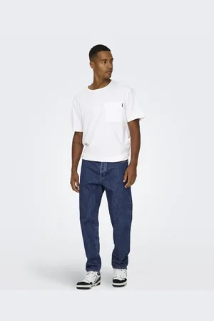 Only & Sons ONLY &SONS - Mellemblå jeans i denim i løstsiddende pasform