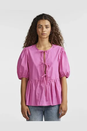 Pieces® Pink top med pufærmer-Lyserød