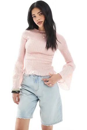 ASOS Rynket top med engleærmer