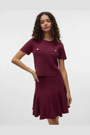 VERO MODA Strikket og bordeauxrød nederdel
