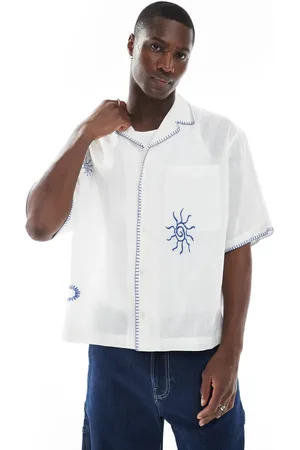 ASOS Oversized skjorte med reverskrave og broderier i firkantet pasform