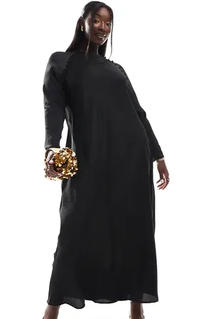 ASOS ASOS DESIGN Curve - maxikjole med skråt snit og knapper i satin