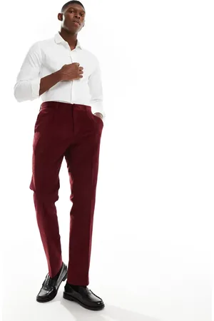 Shelby & Sons Shelby and Sons - Mørkerøde og skræddersyede fløjlsbukser i Slim Fit - Del af sæt