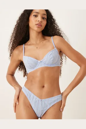 ASOS Sidney - Blå vævet BH med bøjle og striber