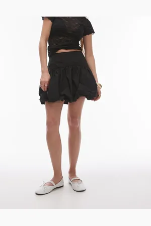 Topshop Lagdelt mininederdel med boblekant i taft