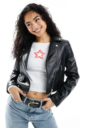 ASOS Sorte bikerjakke i imiteret læder