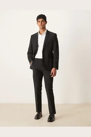 ASOS Sorte og vaskbare slim-habitbukser med kamgarnsuld i let materiale
