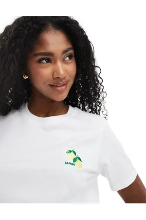 French Connection T-shirt med citronbrodering