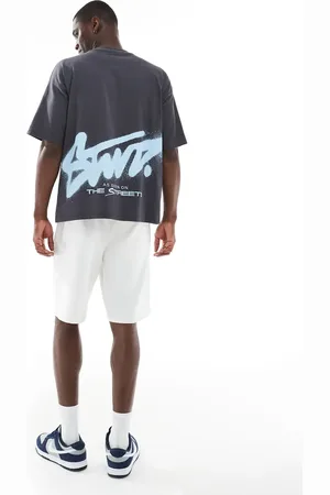 Pull&Bear STWD - Koksgrå T-shirt med grafisk print på ryggen