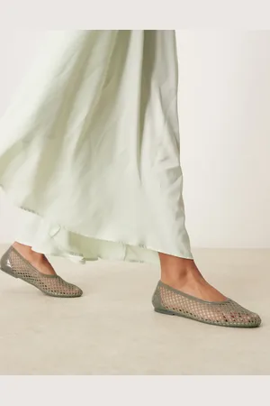 ASOS Lattitude - Kakigrønne ballerinasko med hulmønster i gele-materiale