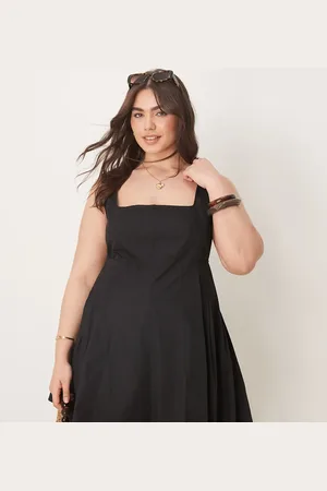 ASOS ASOS DESIGN Curve - minikjole med dyb, rund hals og plisseret talje