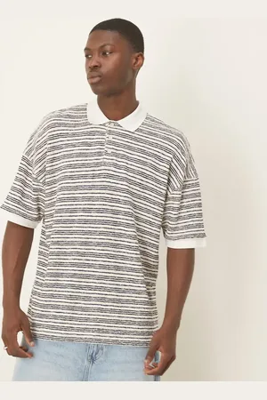 ASOS Oversized tekstureret polo med sænkede skuldre og blå og hvide striber