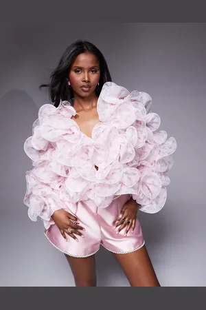ASOS Rynket jakke med flæser og tråddetaljer i organza