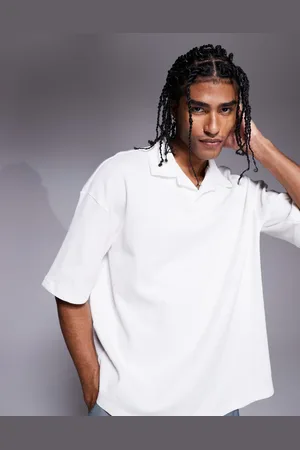 River Island Råhvid poloskjorte med firkantet pasform og reverskrave