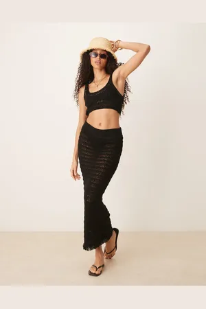 ASOS Strikket strand-maxinederdel med frynser
