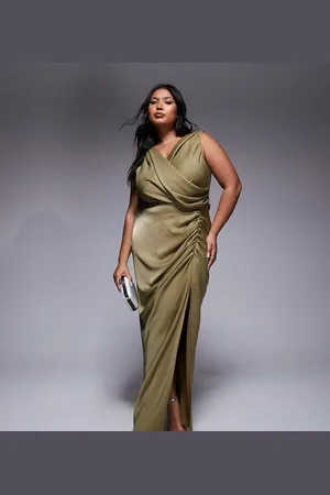 ASOS ASOS DESIGN Curve - maxikjole med drapering foran og slids