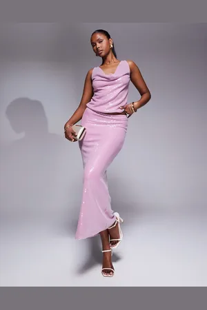 Rare Fashion London - Pink maxinederdel med pailletter - Del af sæt