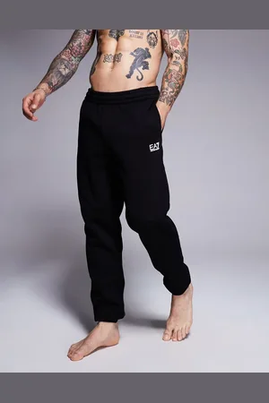 EA7 Armani - - Sorte joggingbukser med tætsiddende benkanter og logo
