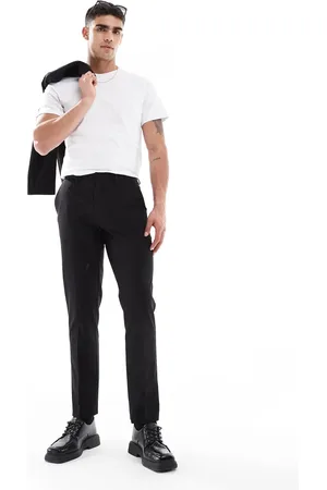 ASOS Sorte vaskbare slim-habitbukser med kamgarnsuld i let materiale