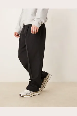 ASOS Sorte elegante bukser med brede ben og elastisk talje samt omvendte plisseringer foran