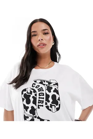 Pieces® Pieces Curve - oversized T-shirt med cowgirl-grafik