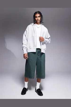 ASOS Jorts i denim i mørkeblå vask med farveskær i længere længde