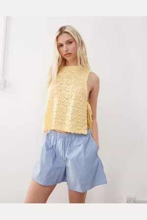 Reclaimed Lysegul hæklet tanktop i kjortel-stil