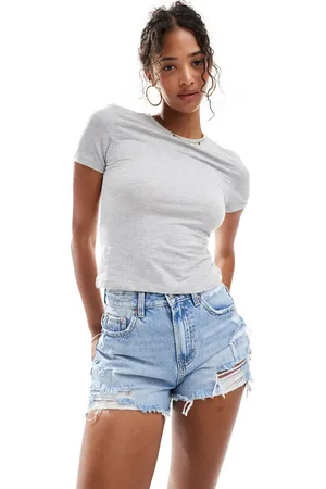 Stradivarius Denimshorts med flænger i lyseblå vask