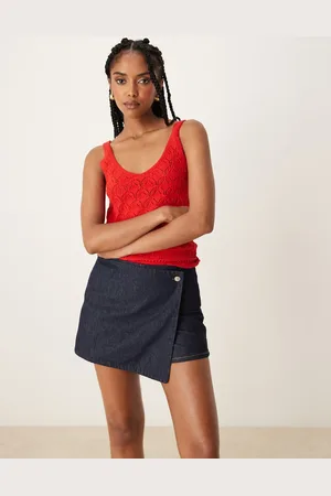 MANGO Mørkeblåt skort i denim