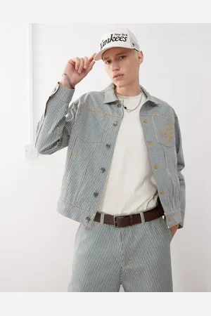 New Era Denimjakke med nålestriber - Del af sæt