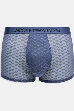 Emporio Armani Bodywear - Blå boksershorts i mesh med logo - Del af sæt