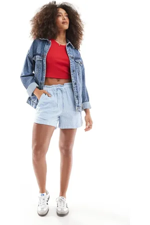 JJXX Blå stribede shorts i seersucker