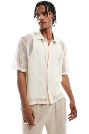 Pull&Bear Beige hæklet skjorte