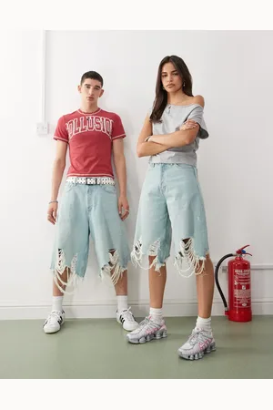 Weekday Unisex - Super-oversized denimshorts med sliddetaljer i vask