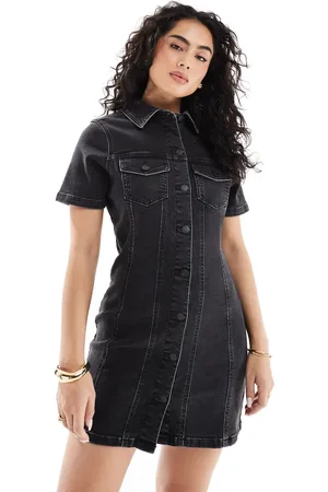 ASOS Skræddersyet skjorte-minikjole i forvasket denim
