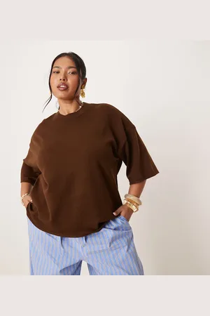 ASOS ASOS DESIGN Curve - Chokoladebrun strikket T-shirt med struktur