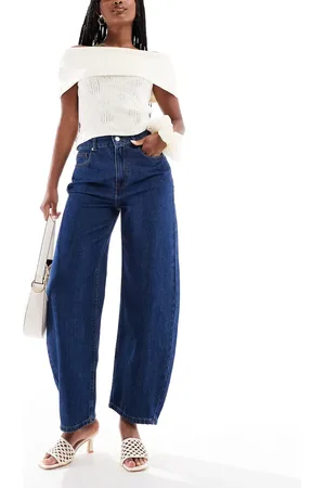 ASOS Jeans med barrel-ben i skyllet vask-Blå