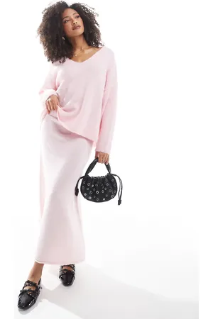 Pieces® Pink maxinederdel i vamset strik - Del af sæt