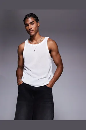 ASOS Cremehvid undertrøje med rund hals, tekstur og kontrasterende kanter